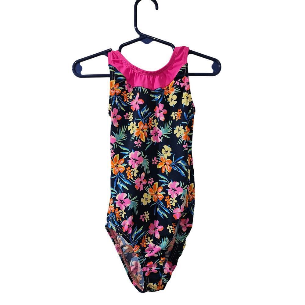 Snowflake Designs girls‎ leotard floral pink black yellow youth medium
